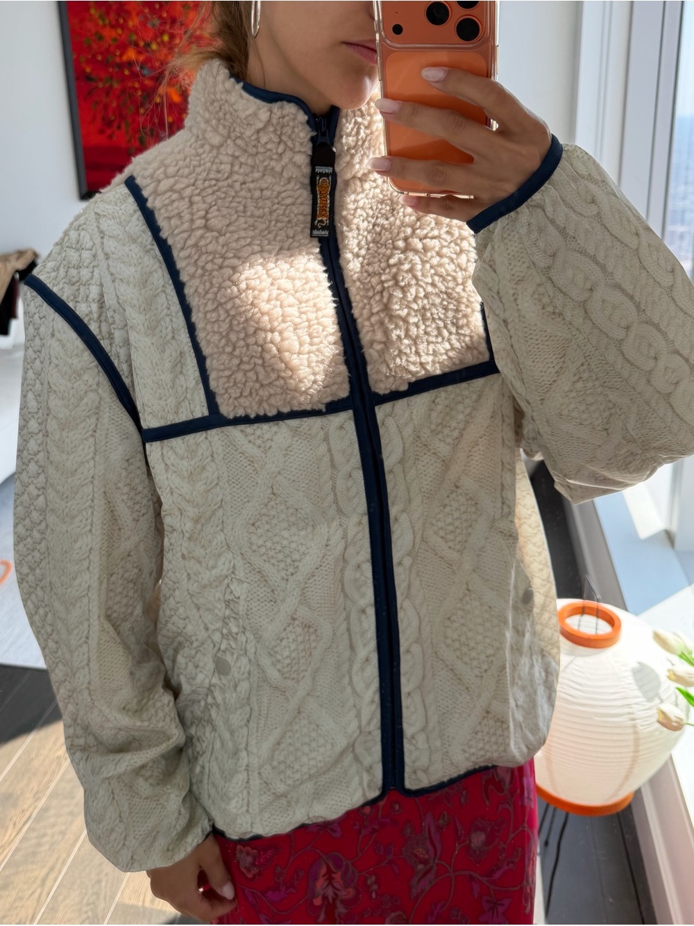 KAPITAL Japan Fleece Cable Knit Print Zip Jacket | Size 2 | Rare Tiger Zip Pull